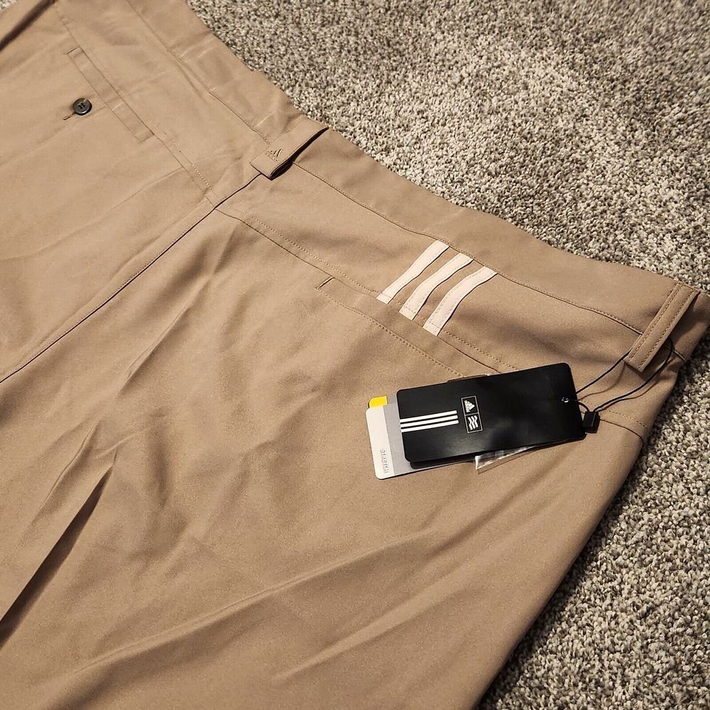 NWT Adidas Men's 50 x 38 Climalite Khaki Golf Pants Extra Long Pleated Stretch